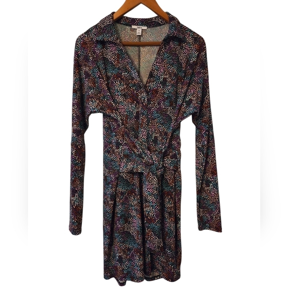 Bar III Wrap Tie Front Long Sleeve Dress